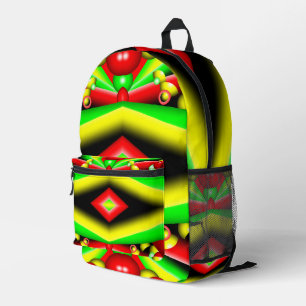 Green Red Yellow Bubbles And Stripes Abstract Art Printed Backpack