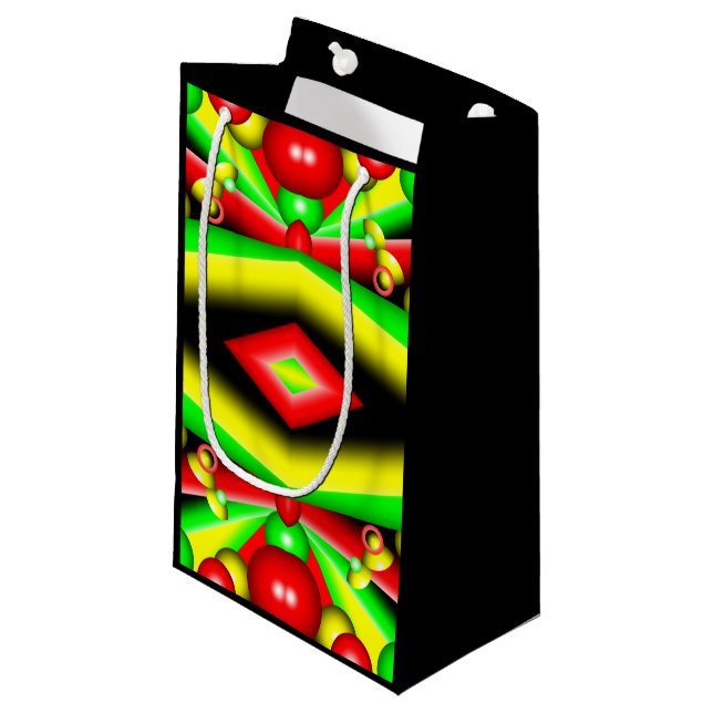 Green Red Yellow Bubbles And Stripes Abstract Art  Small Gift Bag (Front Angled)