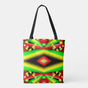 Green Red Yellow Bubbles And Stripes Abstract Art  Tote Bag