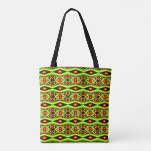 Green Red Yellow Bubbles And Stripes Abstract Art  Tote Bag
