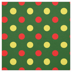 Green Red Yellow Polka Dots Design  Fabric