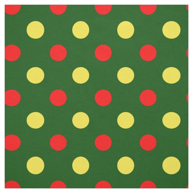 Green Red Yellow Polka Dots Design  Fabric (Swatch)
