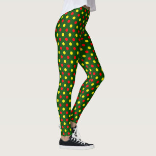 Green Red Yellow Polka Dots Design Leggings