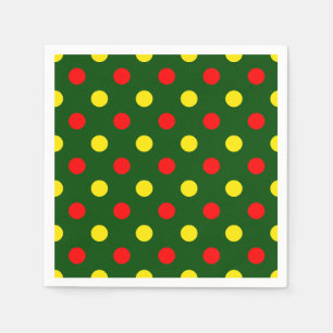 Green Red Yellow Polka Dots Design Napkin