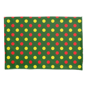 Green Red Yellow Polka Dots Design  Pillowcase