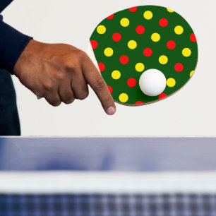 Green Red Yellow Polka Dots Design Ping Pong Paddle