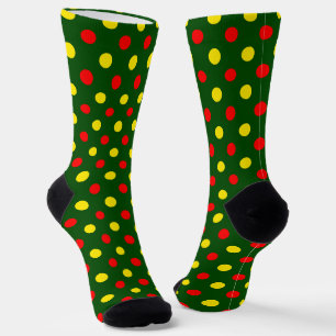 Green Red Yellow Polka Dots Design Socks