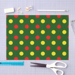 Green Red Yellow Polka Dots Design  Tissue Paper