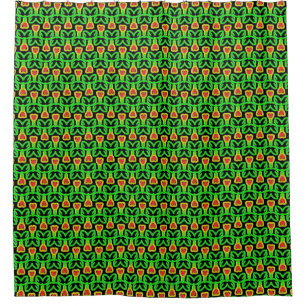 Green Red & Yellow Tulips Floral Garden Pattern Shower Curtain