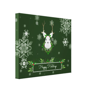 Green Reindeer Canvas Print