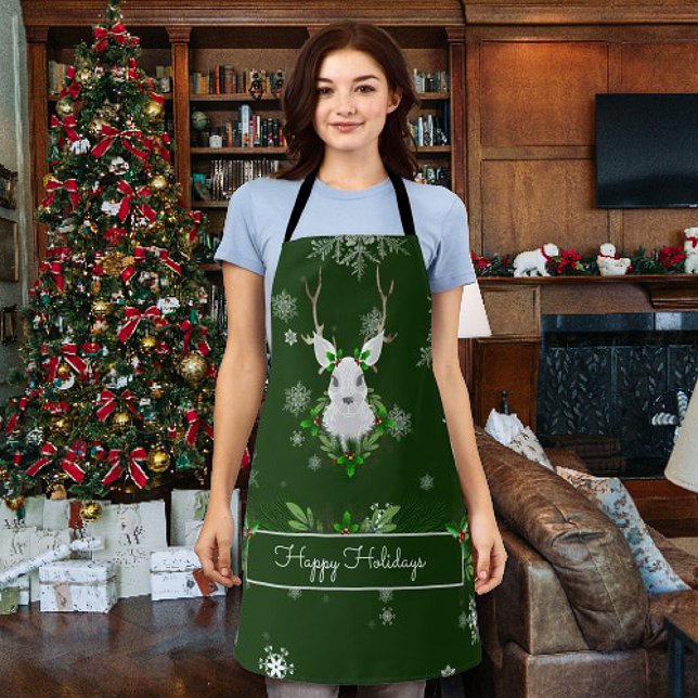Green Reindeer Christmas Apron (Green Reindeer Christmas Apron)