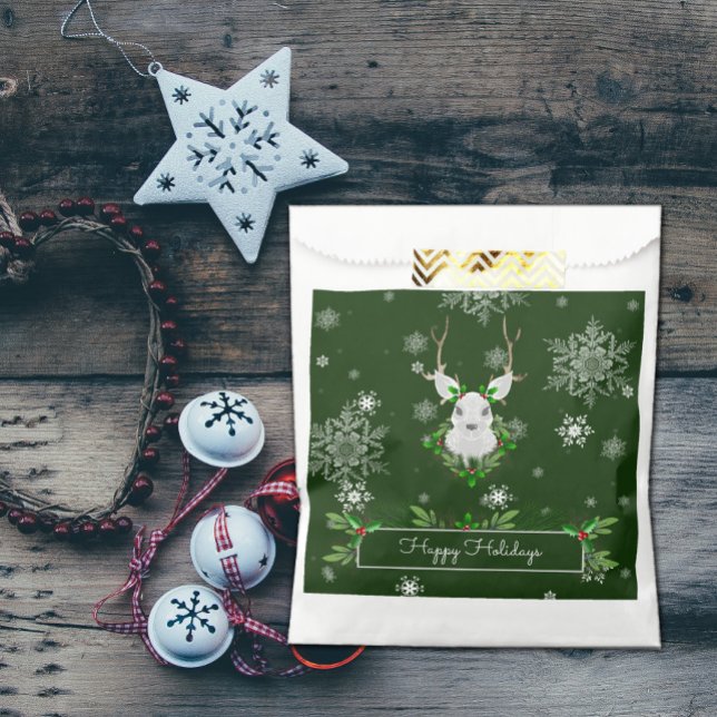 Green Reindeer Favour Bag (Green Reindeer Favor Bags)