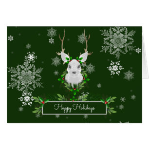 Green Reindeer Greeting Card