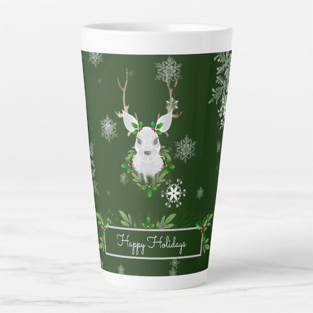 Green Reindeer Latte Mug (Front)