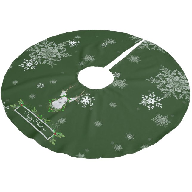 Green Reindeer Tree Skirt (Angled)