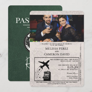 Green Reno Passport Wedding Invitation