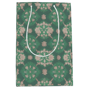 Green Repetitive Victorian Style Design  Medium Gift Bag