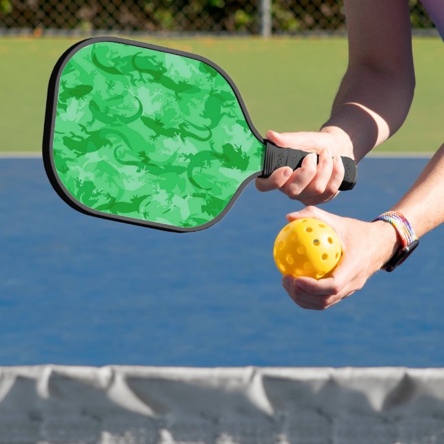 Green Reptile Camouflage Pickleball Paddle (Insitu)