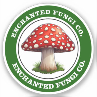 Green Retro Amanita Muscaria Mushroom Sticker