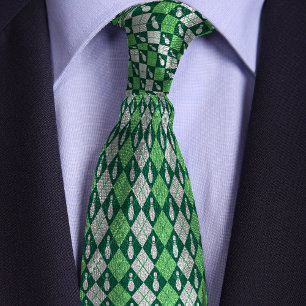Green Retro Argyle Bowling Pin Tie
