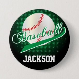 Green Retro Baseball Style 7.5 Cm Round Badge