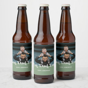 Green Retro Best Dad Ever Custom Picture Beer Bottle Label