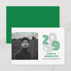 Green Retro Big Numbers Class of Photo Invitation