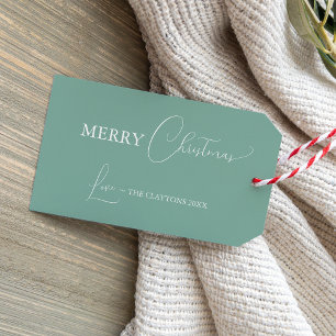 Green Retro Boho Minimalist Christmas Gift Tags