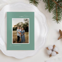 Green Retro Boho Minimalist Letter and Photo