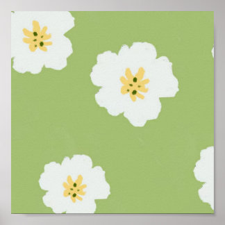 Green Retro Botanical Wildflower Poster