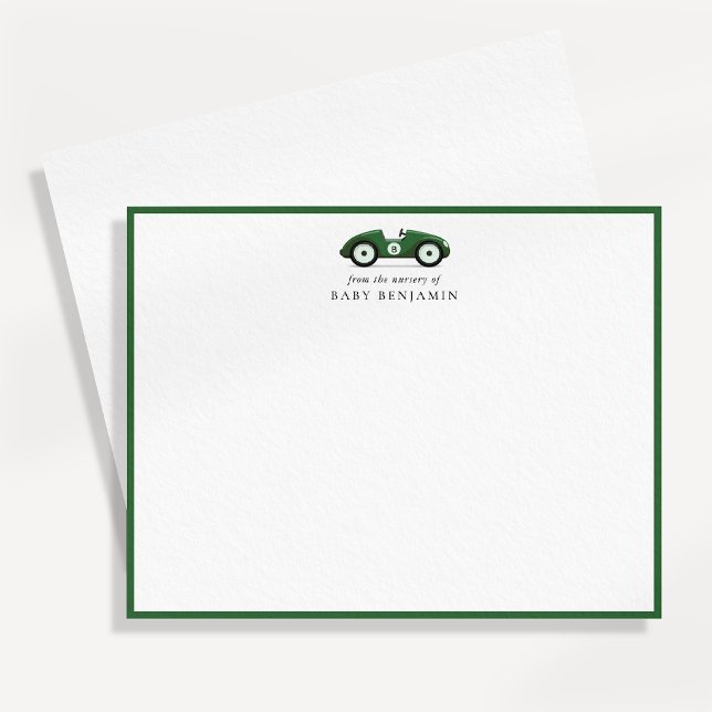Green Retro Car Nursery Note Card (Creator Uploaded)