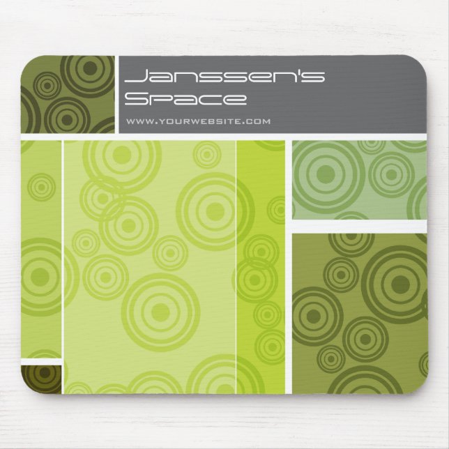 Green Retro Circles Colour Blocks Modern Abstract Mouse Mat (Front)