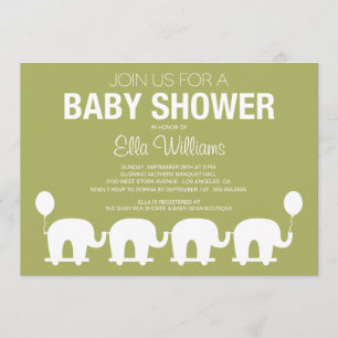 GREEN RETRO CIRCUS BABY SHOWER INVITATION