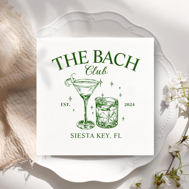 Green Retro Cocktails Bachelorette Party Napkin (Creator Uploaded)