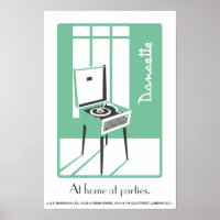 Green Retro Dansette record player Pop Art poster