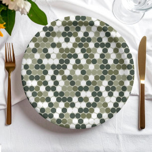 Green retro dots paper plate