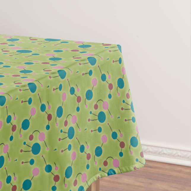 Green Retro Dotted Universe Tablecloth (In Situ)