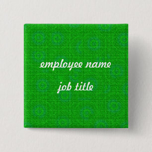 Green Retro Employee Name Tag Button
