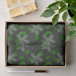 Green retro ethnic elegant flower floral pattern tissue paper