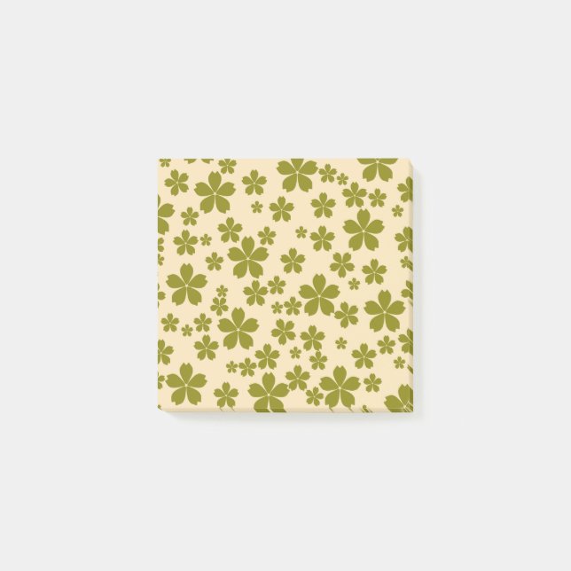 Green Retro Flower Spring & Summer Workspace  Post-it Notes (Front)