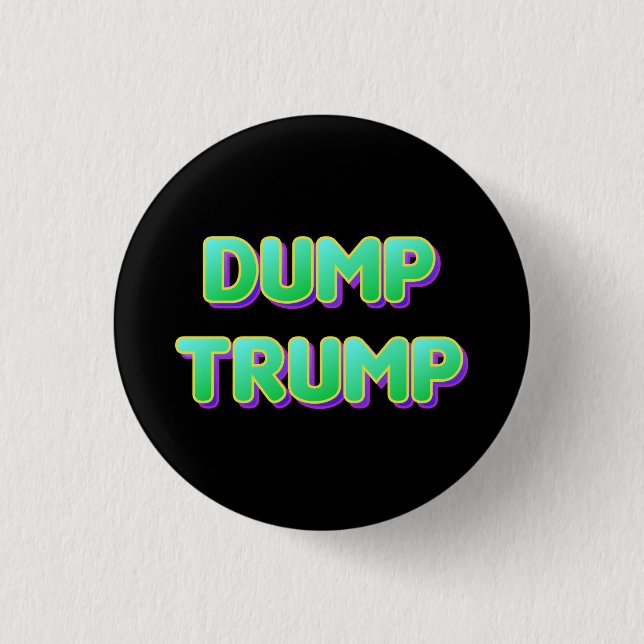Green Retro Font Dump Trump 3 Cm Round Badge (Front)