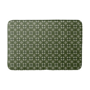 Green Retro Geometric Pattern Bath Mat