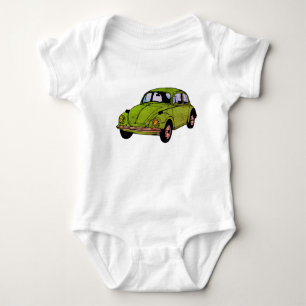Green Retro Hippie Car Drawing , Jersey Bodysuit