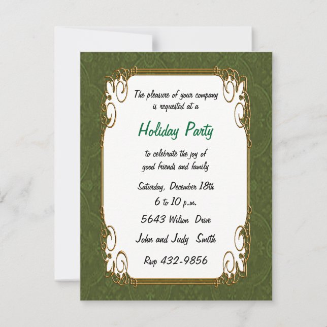Green Retro Holiday Invitation (Front)