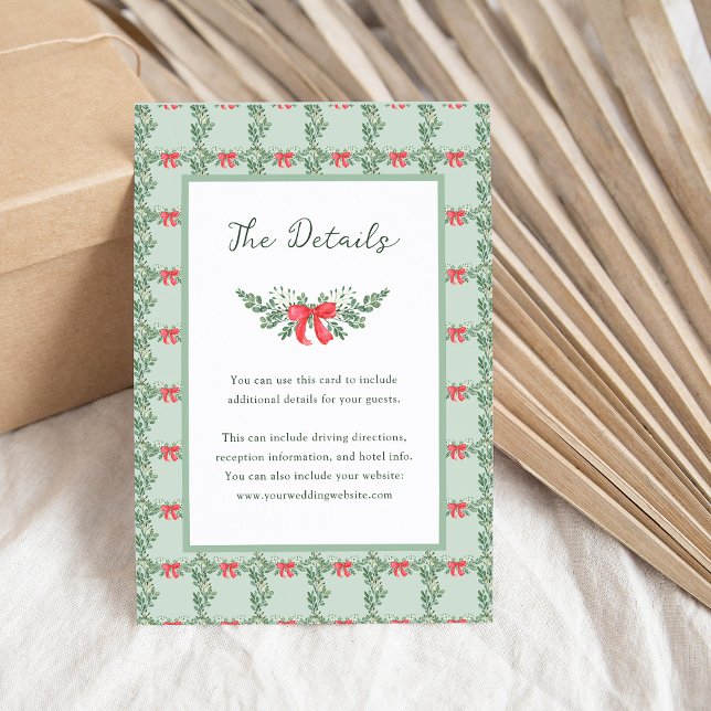 Green Retro Holiday Wedding | Guest Details Enclosure Card (Creator Uploaded)