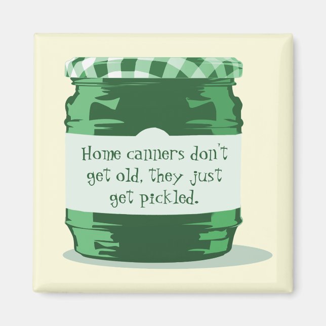 Green Retro Jelly Jar Home Canning Humor Kitchen Magnet (Front)