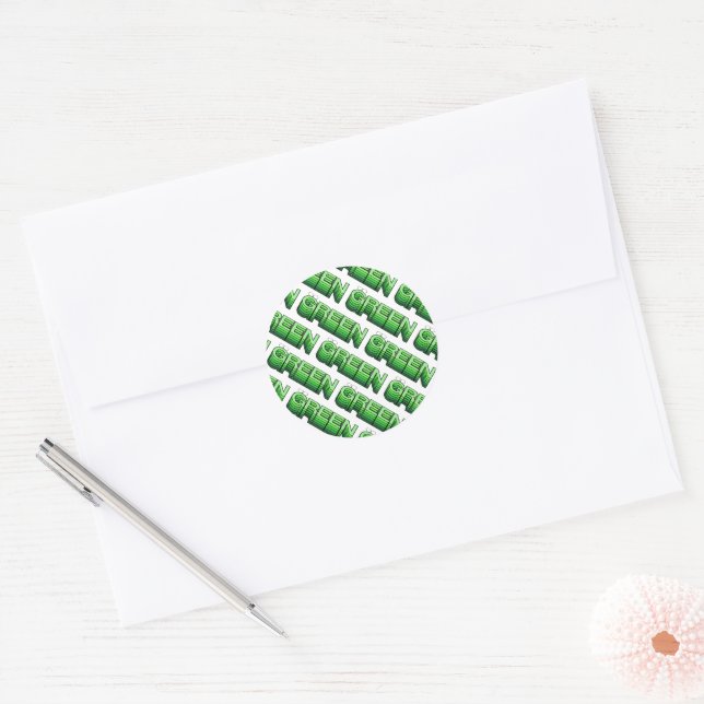 Green Retro Modern Reuse Recycle Eco Friendly Classic Round Sticker (Envelope)