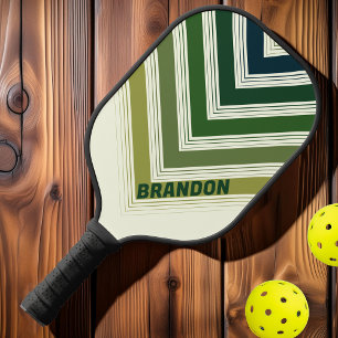 Green Retro Nostalgic Vintage Chevron Fade Name Pickleball Paddle
