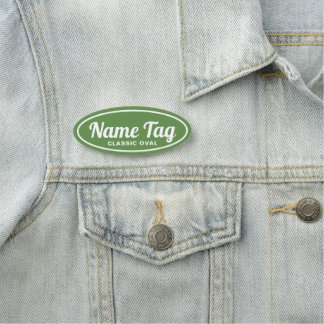 Green Retro Oval Classic Name Tag
