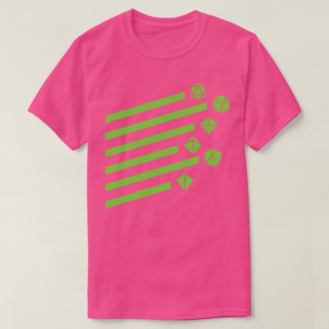 Green Retro Polyhedral Dice Set T-Shirt (Design Front)